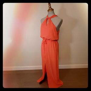 Open-back, halter, maxi dress